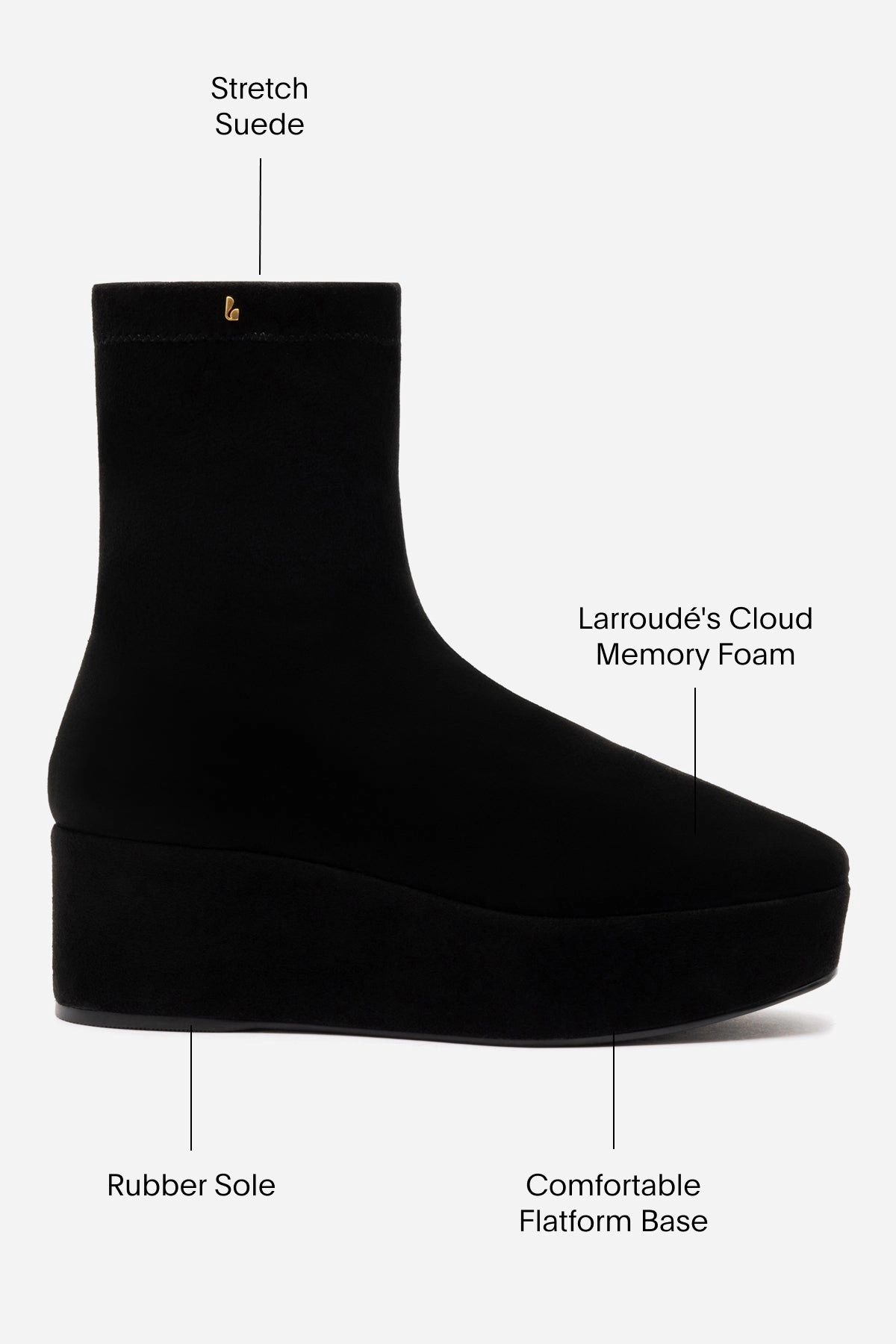 Outdoor Style Anti Slip Traction Dani Flatform Boot In Black Suede