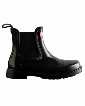 Hunter Womens Commando Gloss Chelsea Boots Anti Slip couple wear