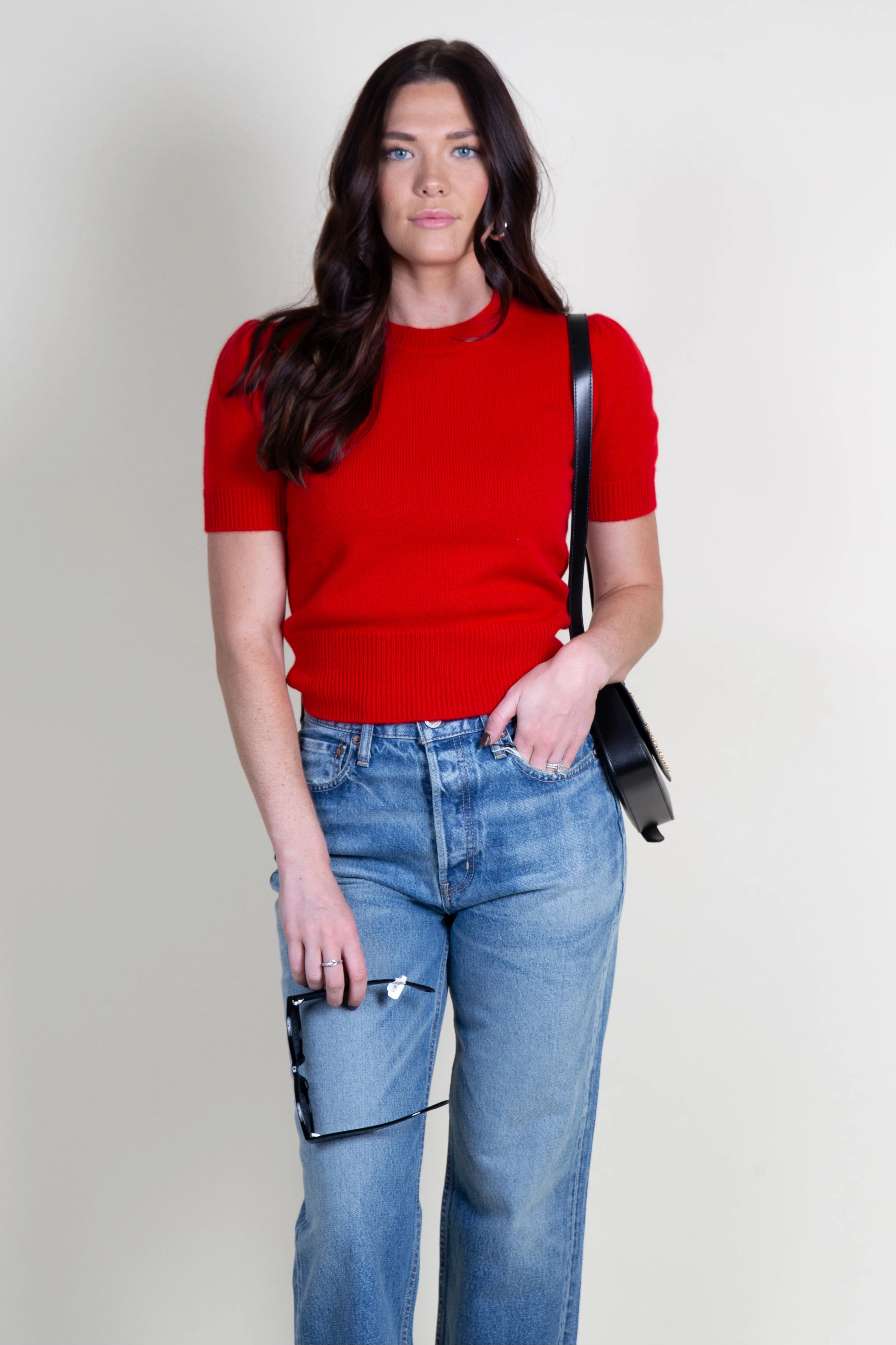 Temperature control FRAME | Cashmere Gathered Sweater - Red