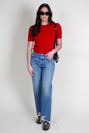 Fast Drying Material Double Layered Design FRAME | Cashmere Gathered Sweater - Red