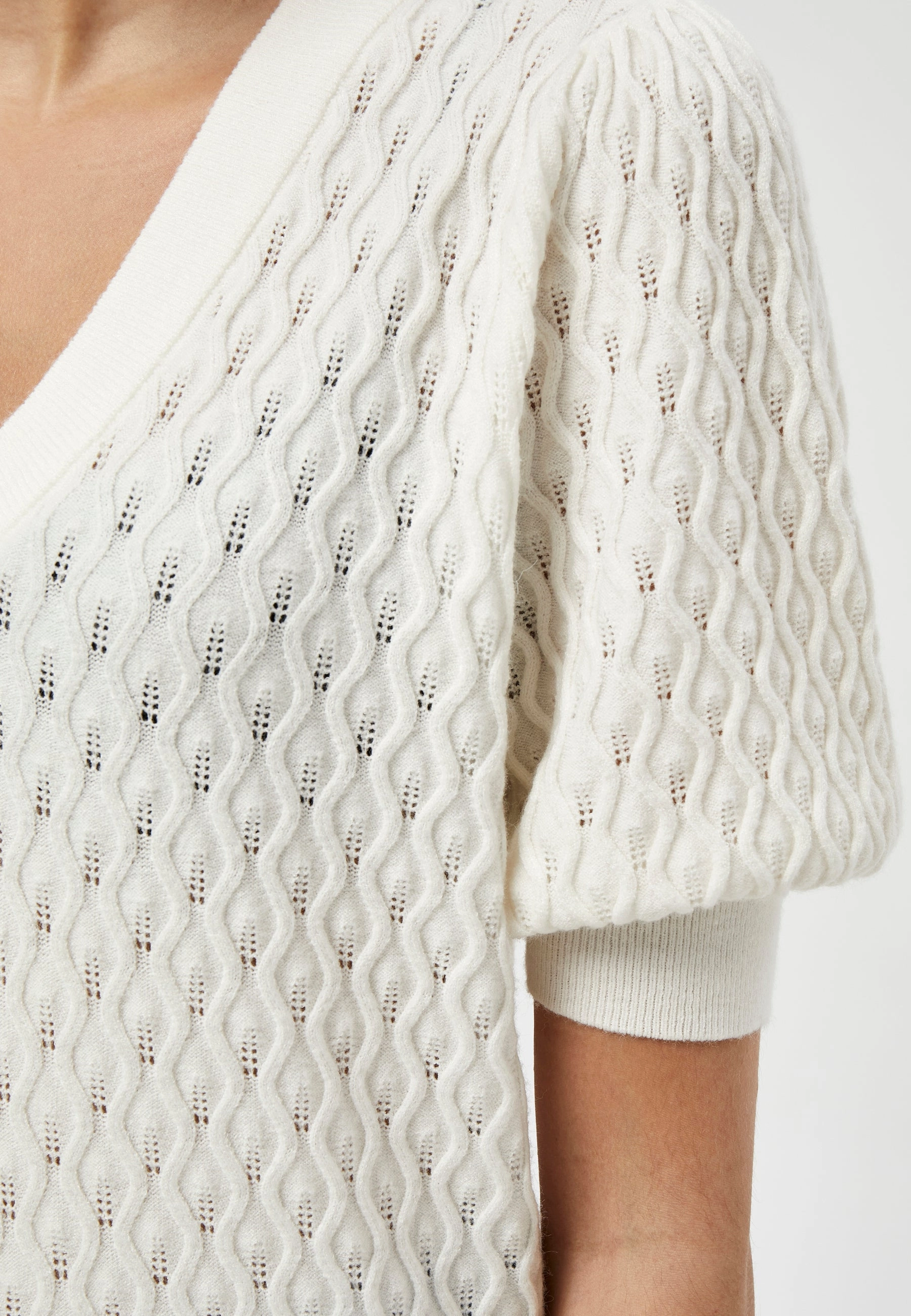 PC1718 Rosalia Puff Sleeve Sweater - Cloud Dancer Versatile Design