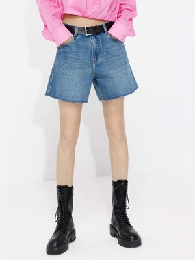 Comfortable Style Raw Details Denim Shorts