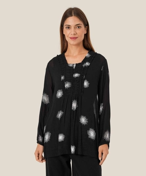 1010097 MaBunika Top - Black Print Hidden Storage Pockets
