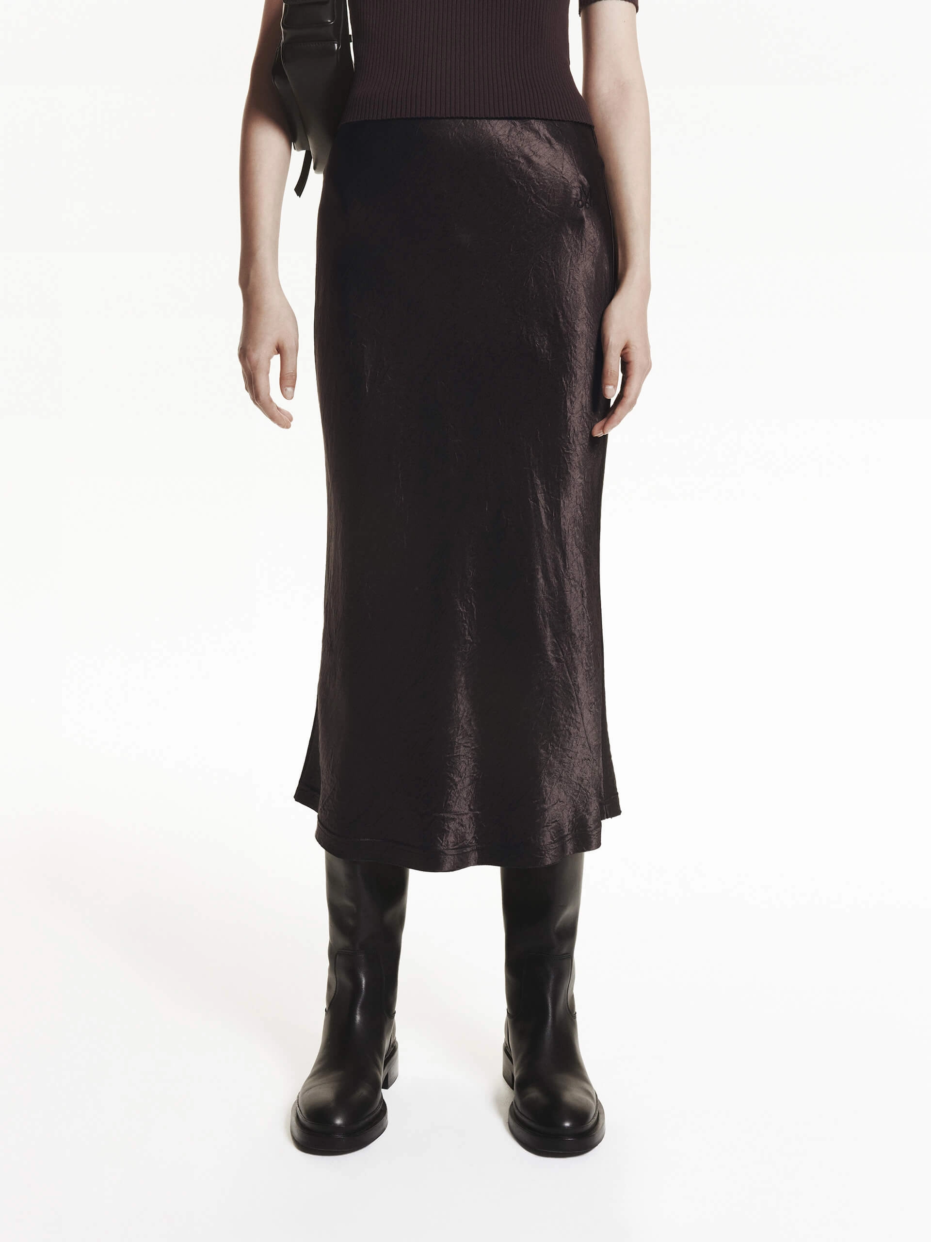 Active Wear Tailored Satin Midi Skirt