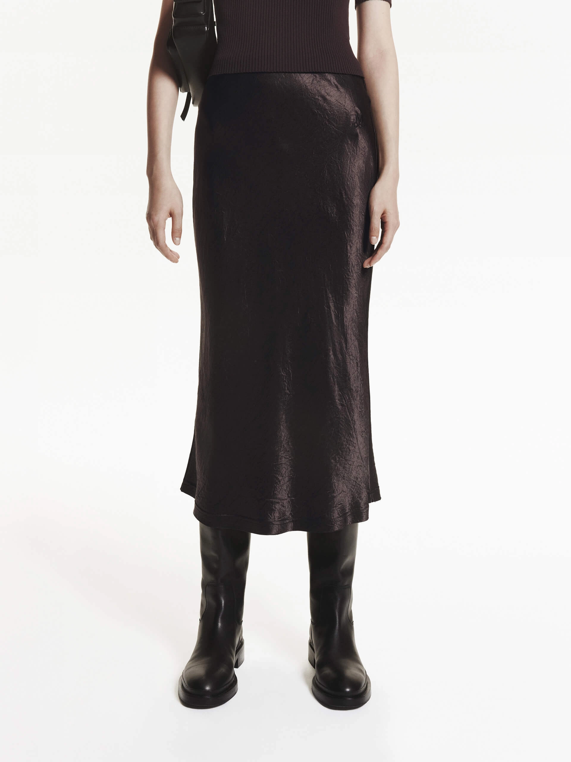 Must Have Feature Tailored Satin Midi Skirt