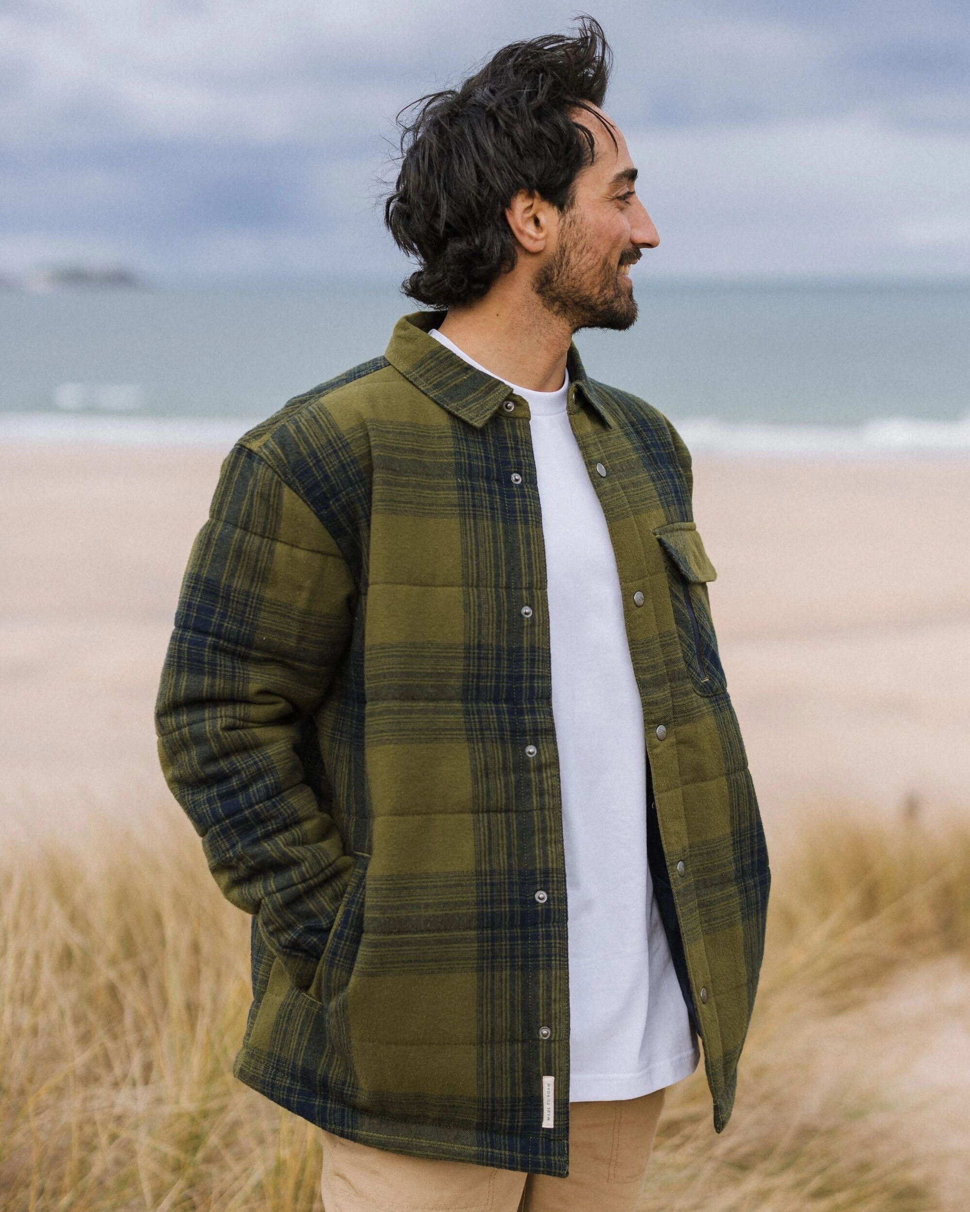 Taranaki Quilted Overshirt - Navy/Khaki Check Day Hike Style