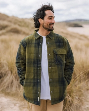 Taranaki Quilted Overshirt - Navy/Khaki Check Minimalist Style