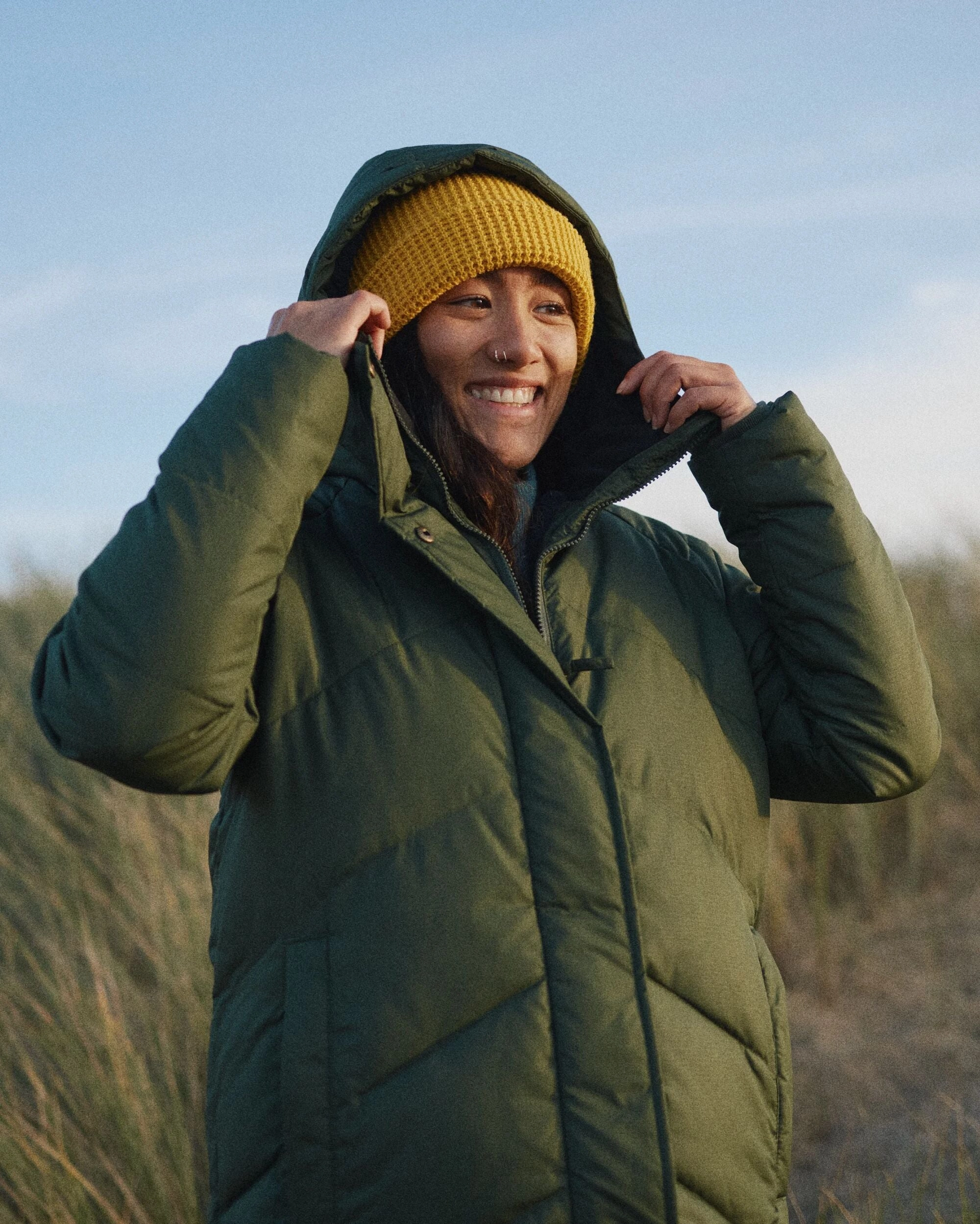 Tasman Recycled Long Insulated Jacket - Fir Tree Contoured Silhouette 360?? Visibility