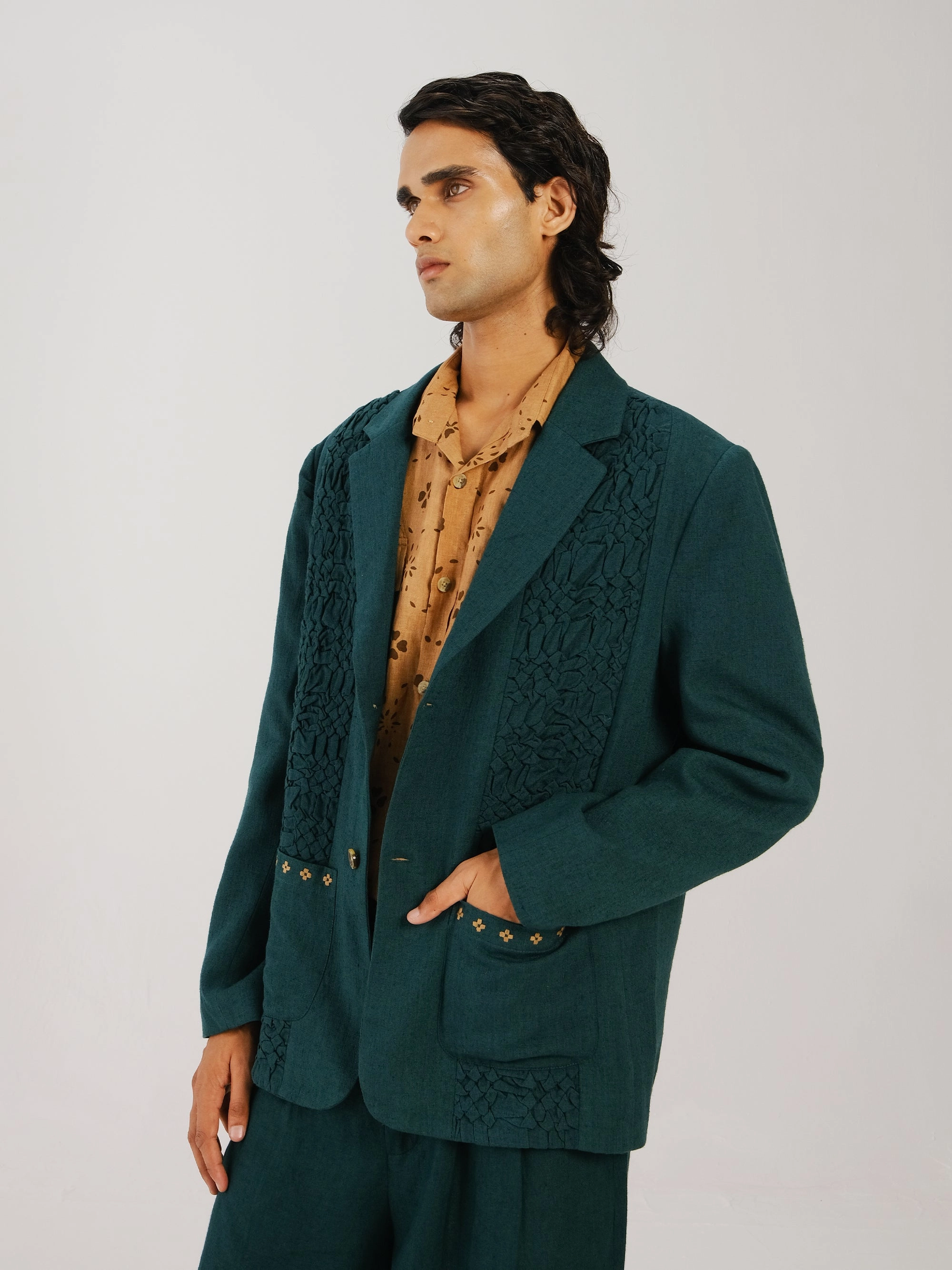Front Smocked Blazer Active Daily Wear