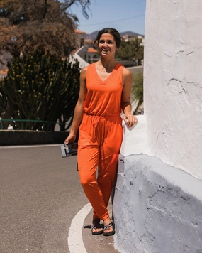 All Day Wear Multi Panel Construction Aria Jumpsuit - Ember Orange