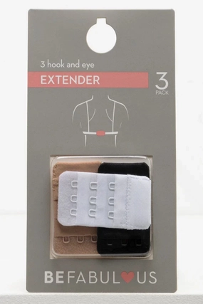 3 Pack Bra Extenders 3 Hook & Eye Black, White & Natural Tension Distribution Weave Stylish