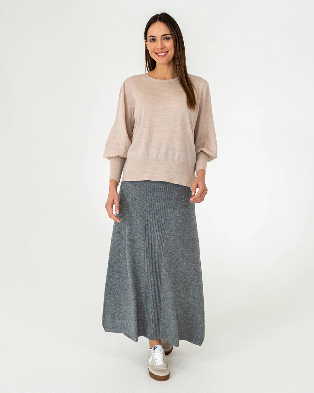 Edgy Look Harriet Ribbed Skirt - Charcoal