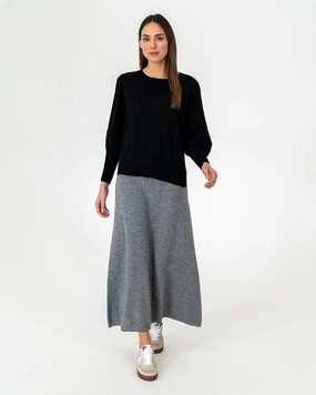 Harriet Ribbed Skirt - Charcoal slim fit