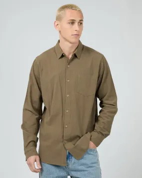 Texture Long Sleeve Shirt Khaki Plus Size Fit Smooth Zipper Design