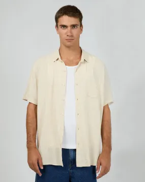 Textured Linen Shirt Natural high-low hem Versatile Outfit