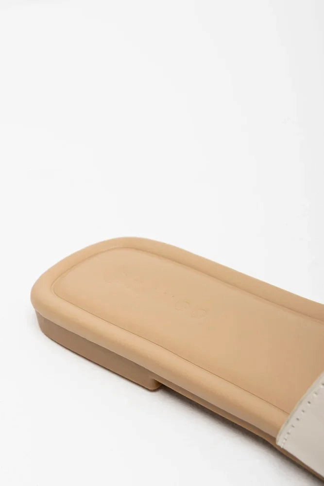 Textured Mule Sandal Cream Comfortable Lightweight Footwear Abrasion resistant