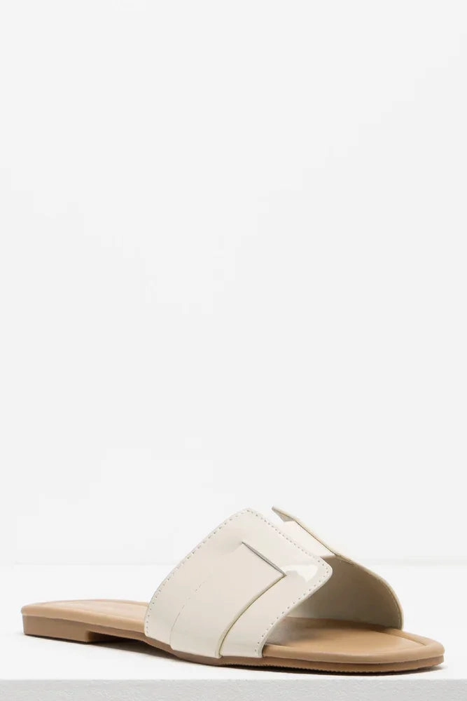 Textured Mule Sandal Cream Sporty Footwear