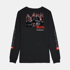 THE BOYS FLAMES LONG SLEEVE SHIRT FlexibleCollarStructure Stretch Knit Material