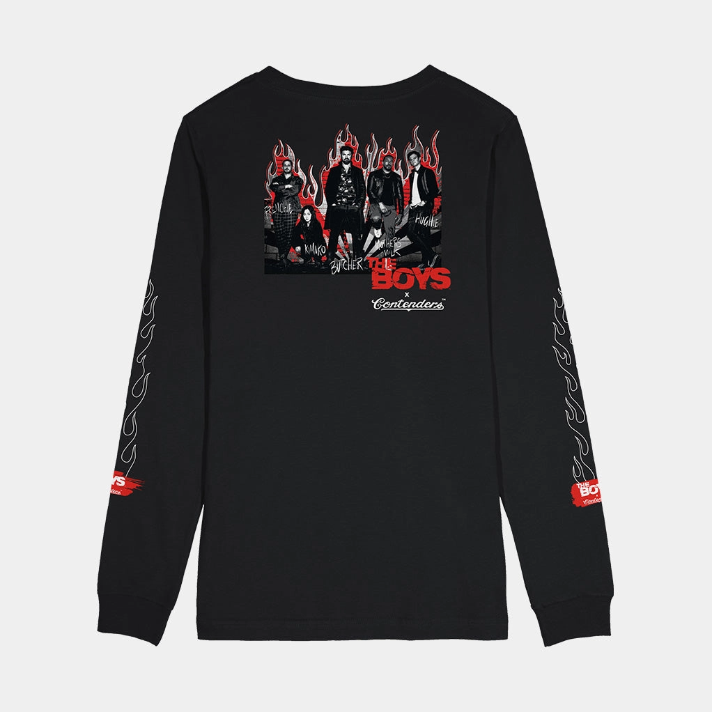Silicone Grip Interior RibbedNeckline THE BOYS FLAMES LONG SLEEVE SHIRT
