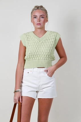 The Lilly Sweater Vest - Lime Casual Cool Daily Outfit