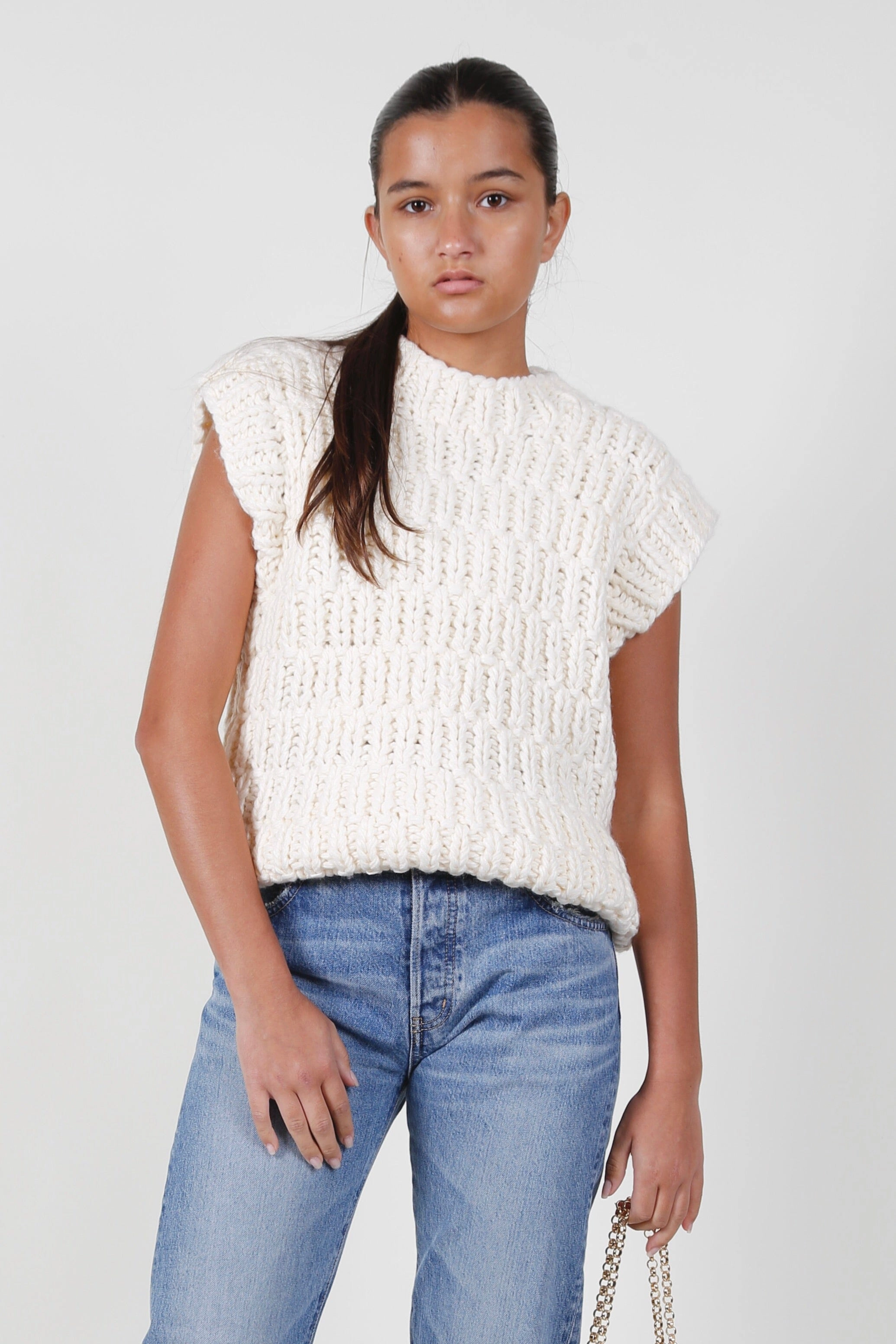 All Day Wear The Lyla Knit Sweater Vest - Ivory