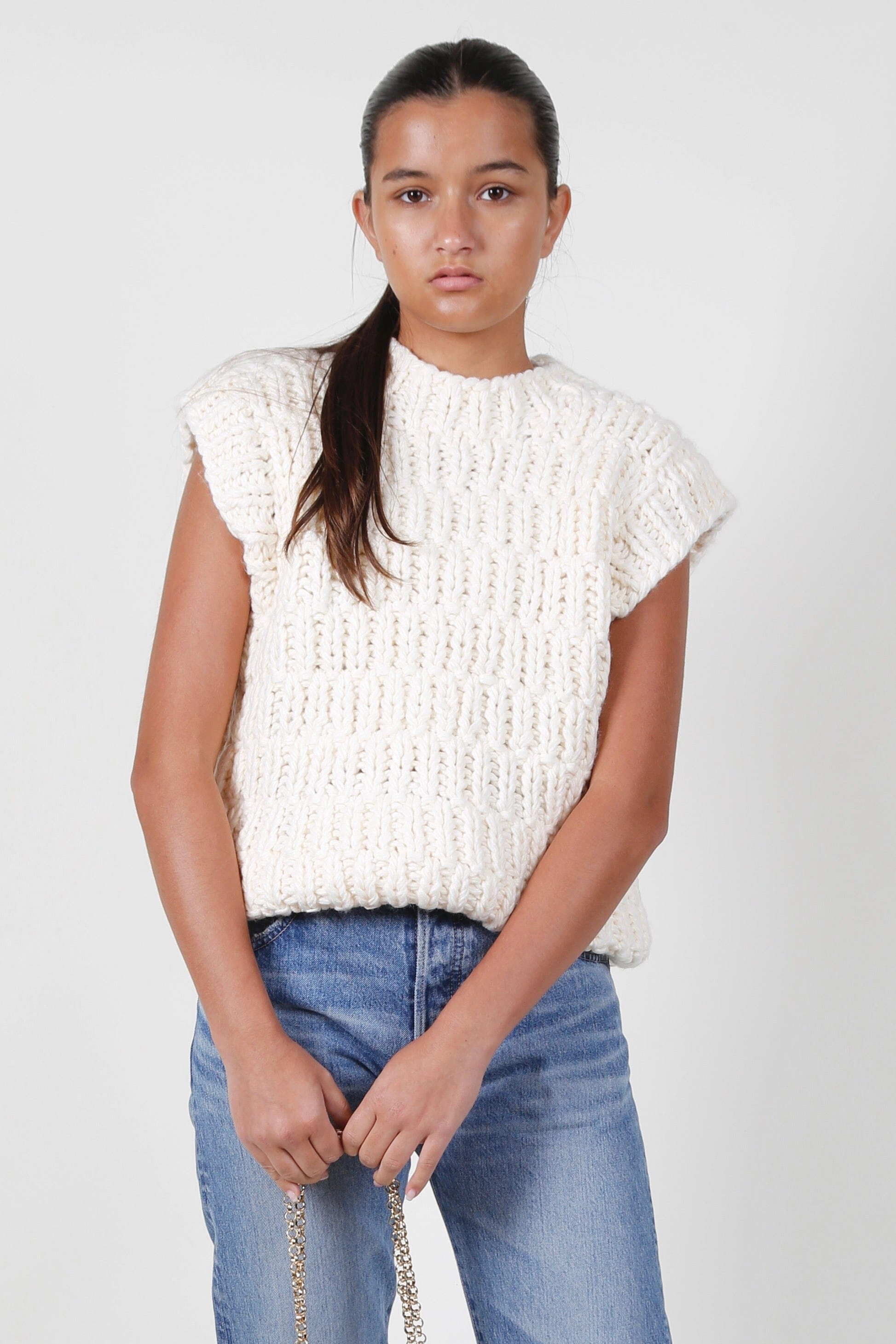 Home Layer Dimensional Stability The Lyla Knit Sweater Vest - Ivory