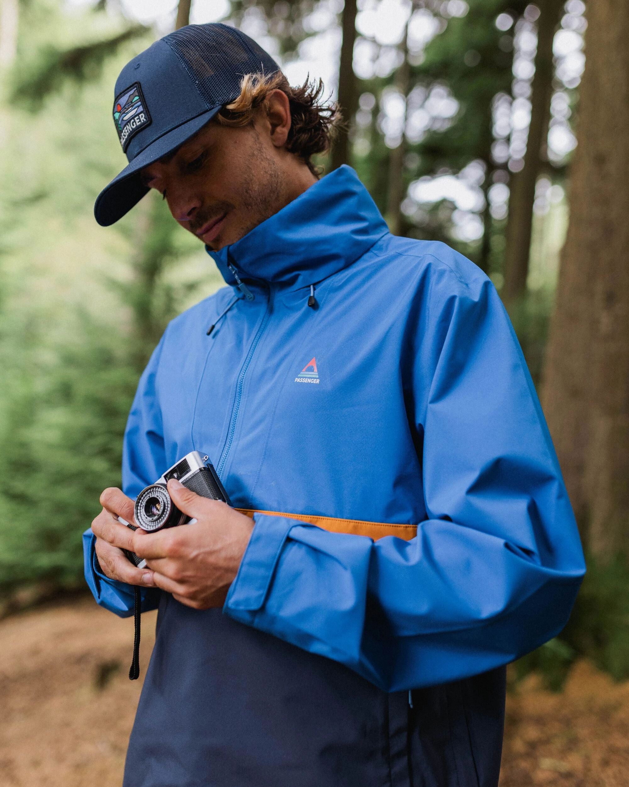 Diablo Recycled Waterproof Anorak - Azure Blue Houndstooth Print