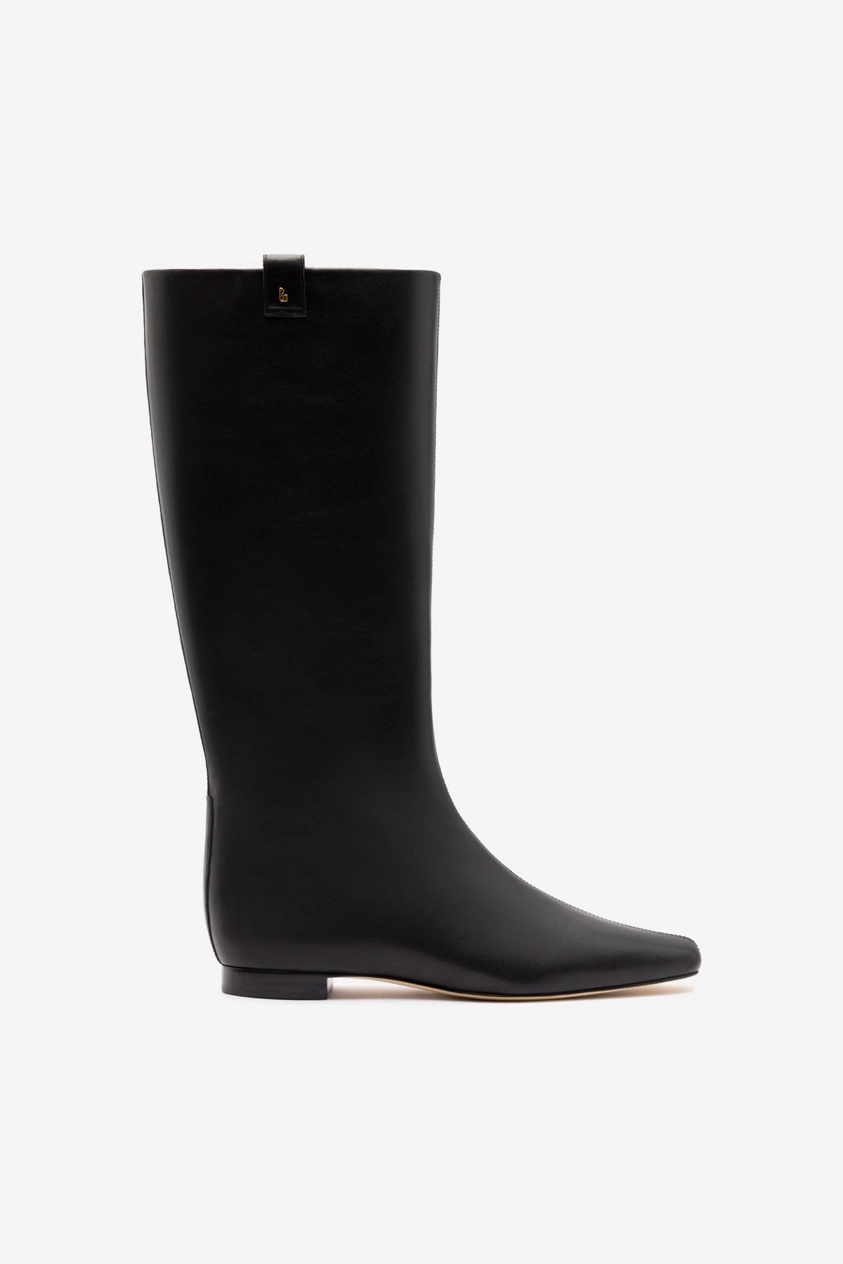 Slip Resistant Sole Alexis Flat Boot In Black Leather