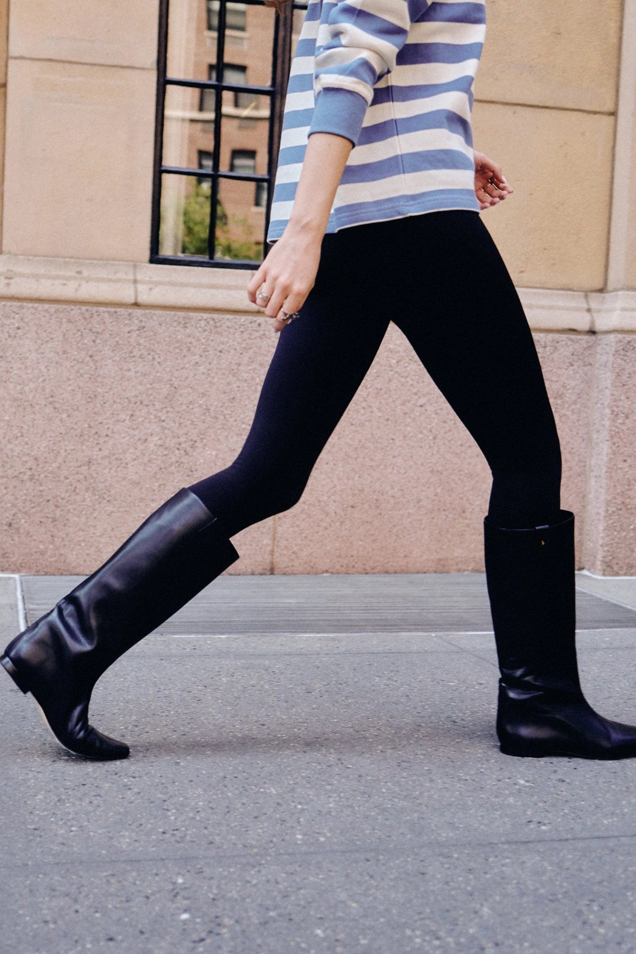 Alexis Flat Boot In Black Leather Feather Light Mountain Climber Wedding Reception