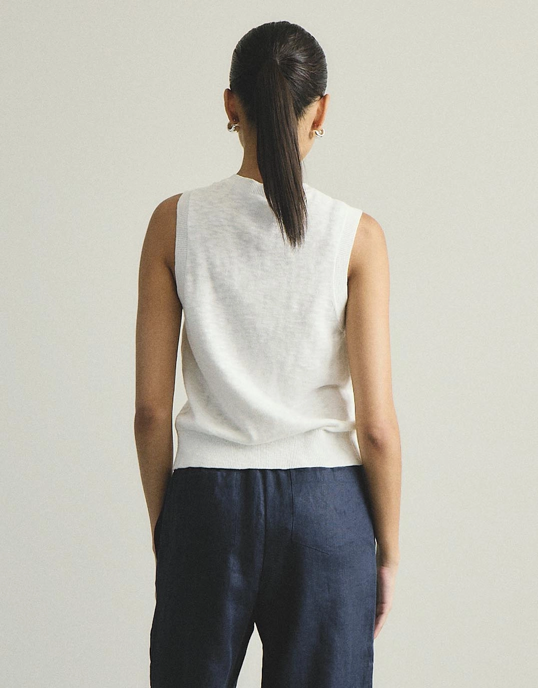Kyra Button Tank - White Best