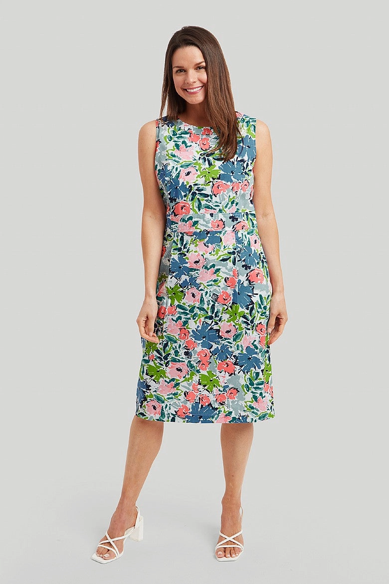Sissinghurst Print Lorie Dress - Multi Olive Tone