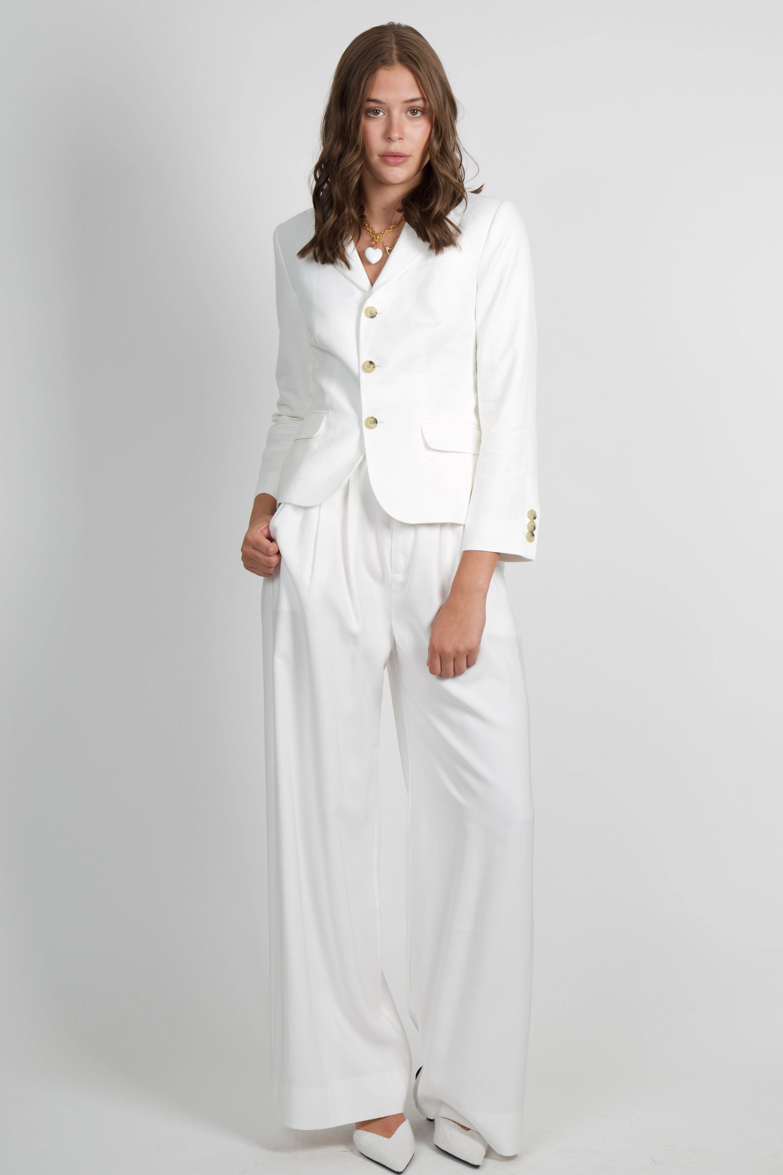 FRAME | The Linen Smart Blazer - White Durable zipper pull Easy Layering