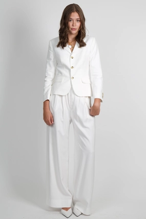 FRAME | The Linen Smart Blazer - White Thermoregulating Lining