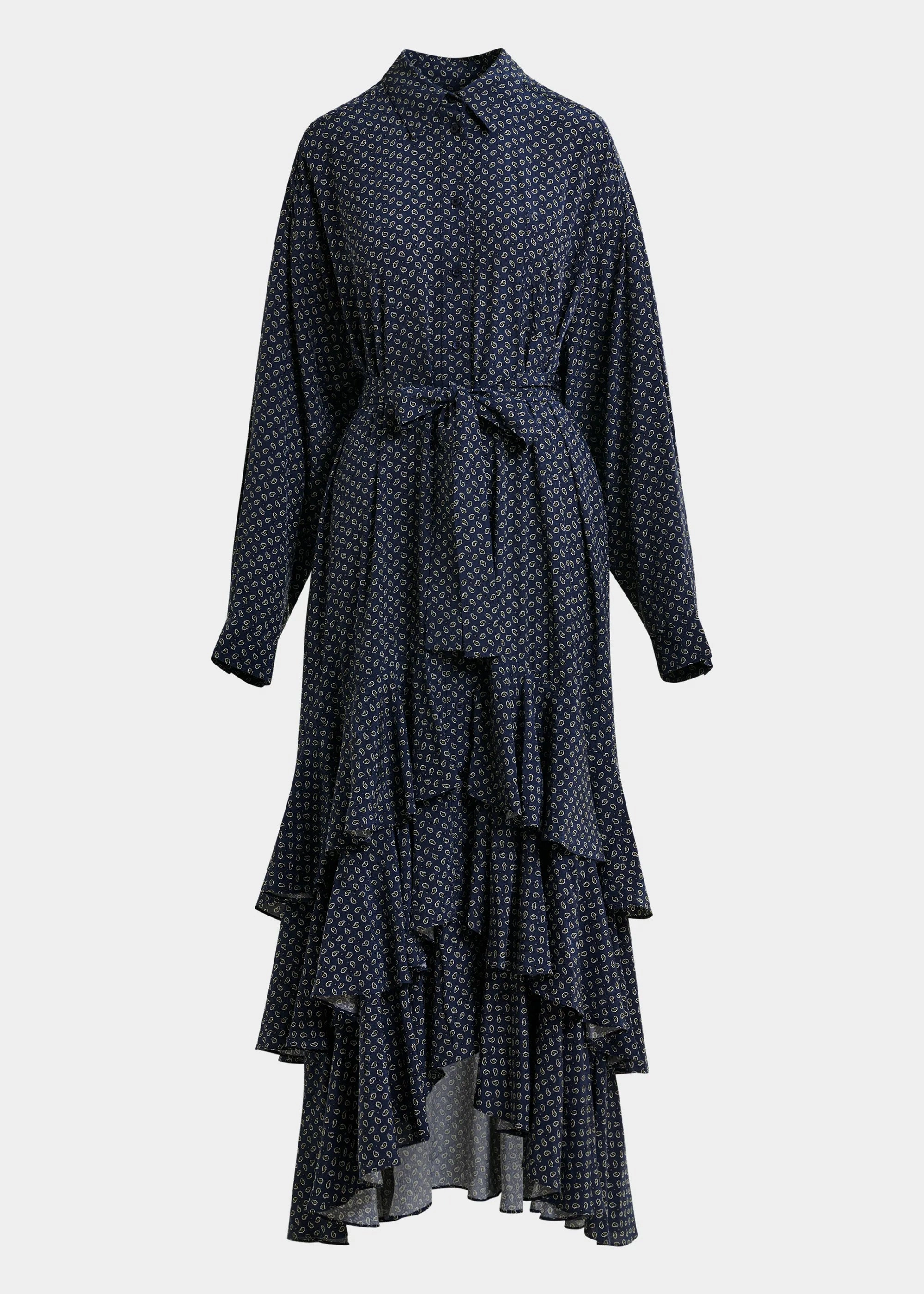 Perfect for Layering Essentiel Antwerp Imagazine Tiered Ruffle Dress in Black Iris
