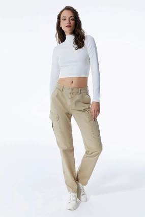 Core Stretch Daily Comfort Fit Daphne -  Cargo Pant-Sand - L30