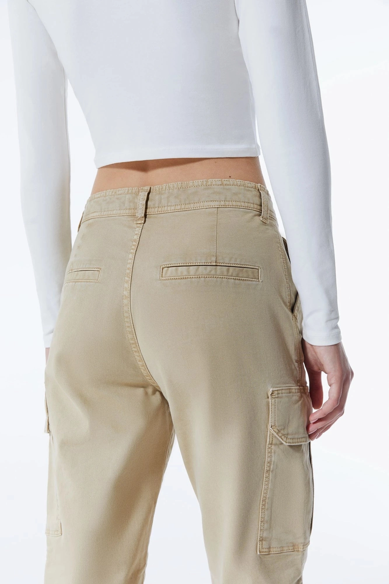 Daphne -  Cargo Pant-Sand - L30 Laser Cut Perforations