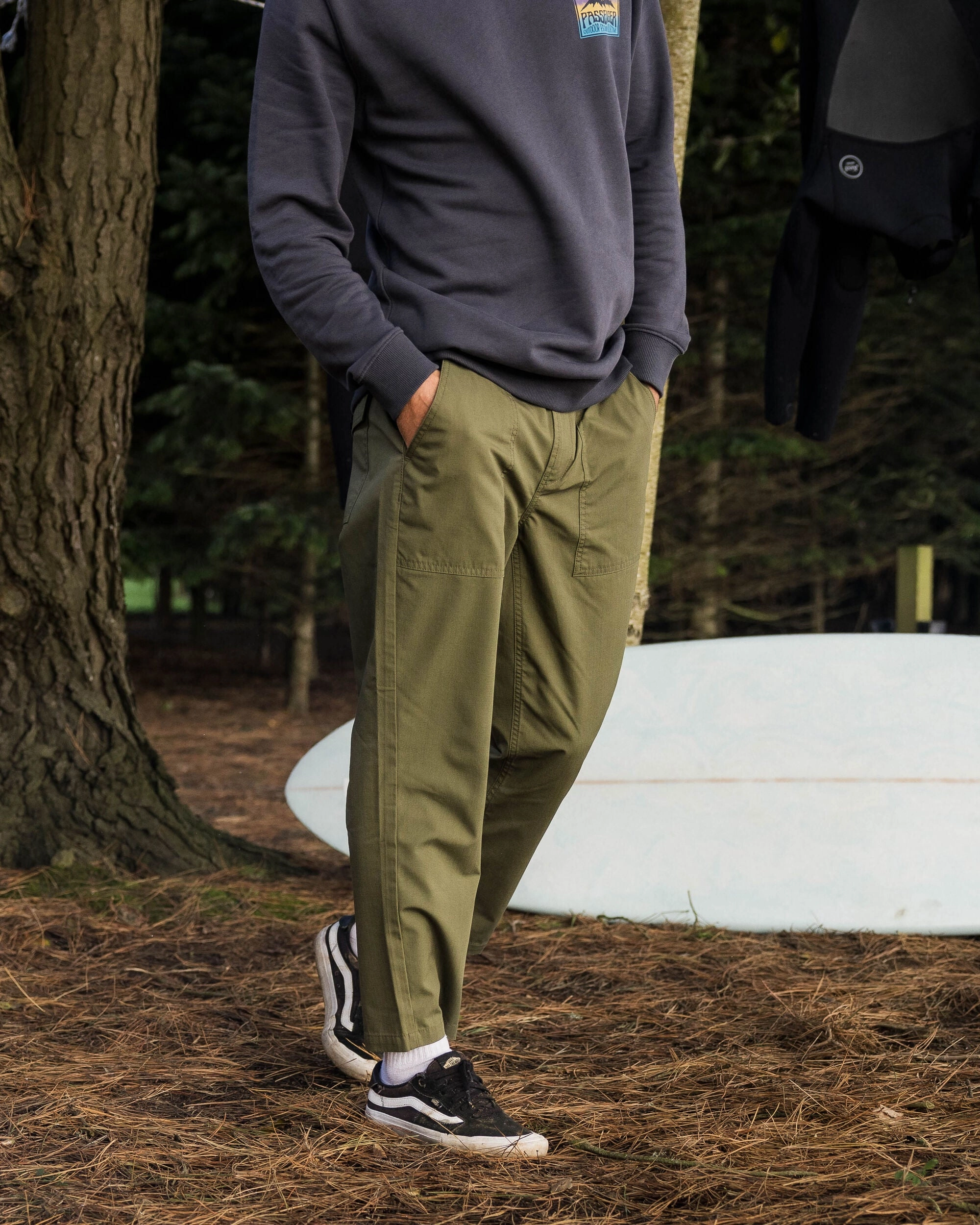 Timeless Crop Trouser - Khaki Seasonal Basic Flared bottom