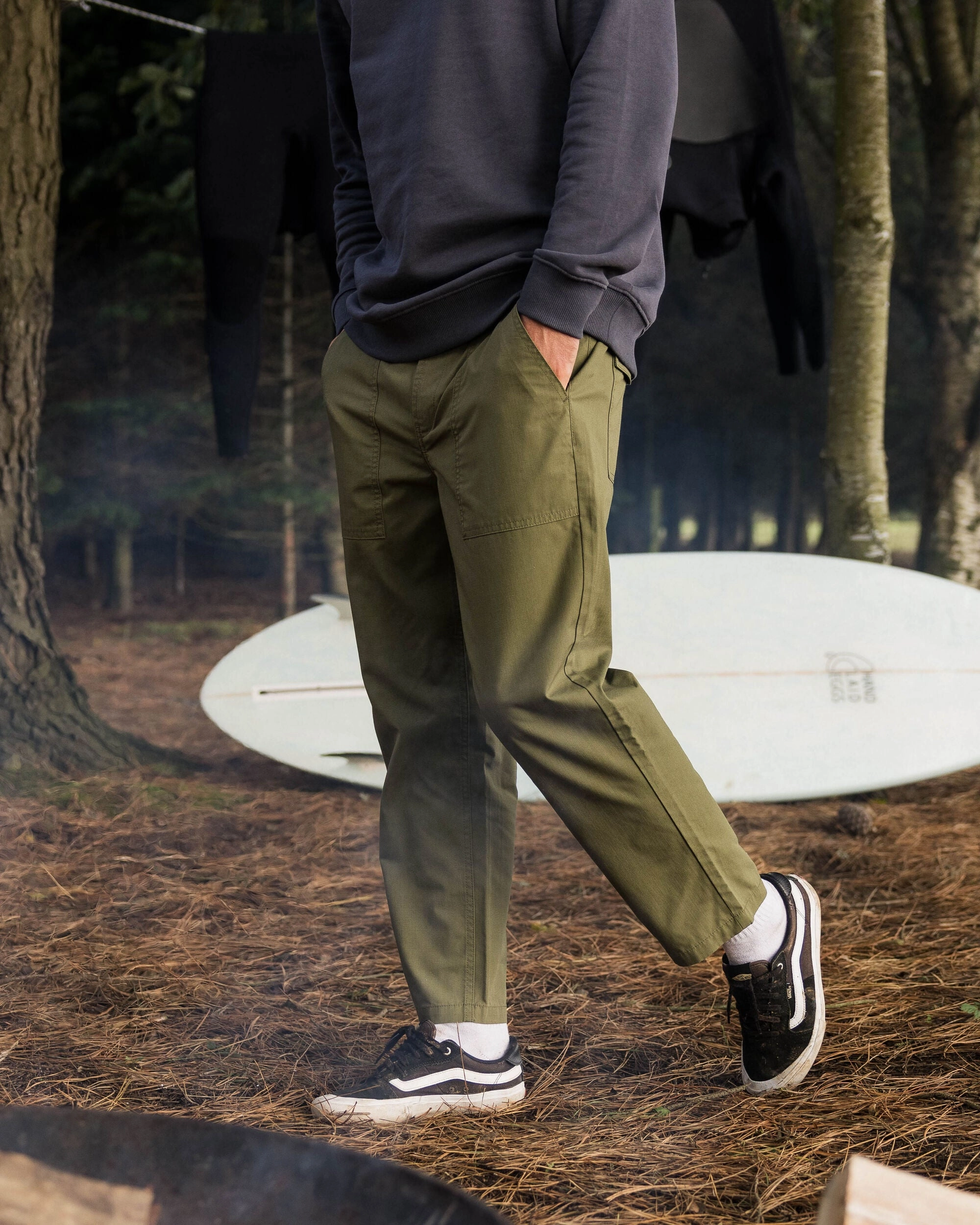 Comfy Movement Breathable Lining Timeless Crop Trouser - Khaki