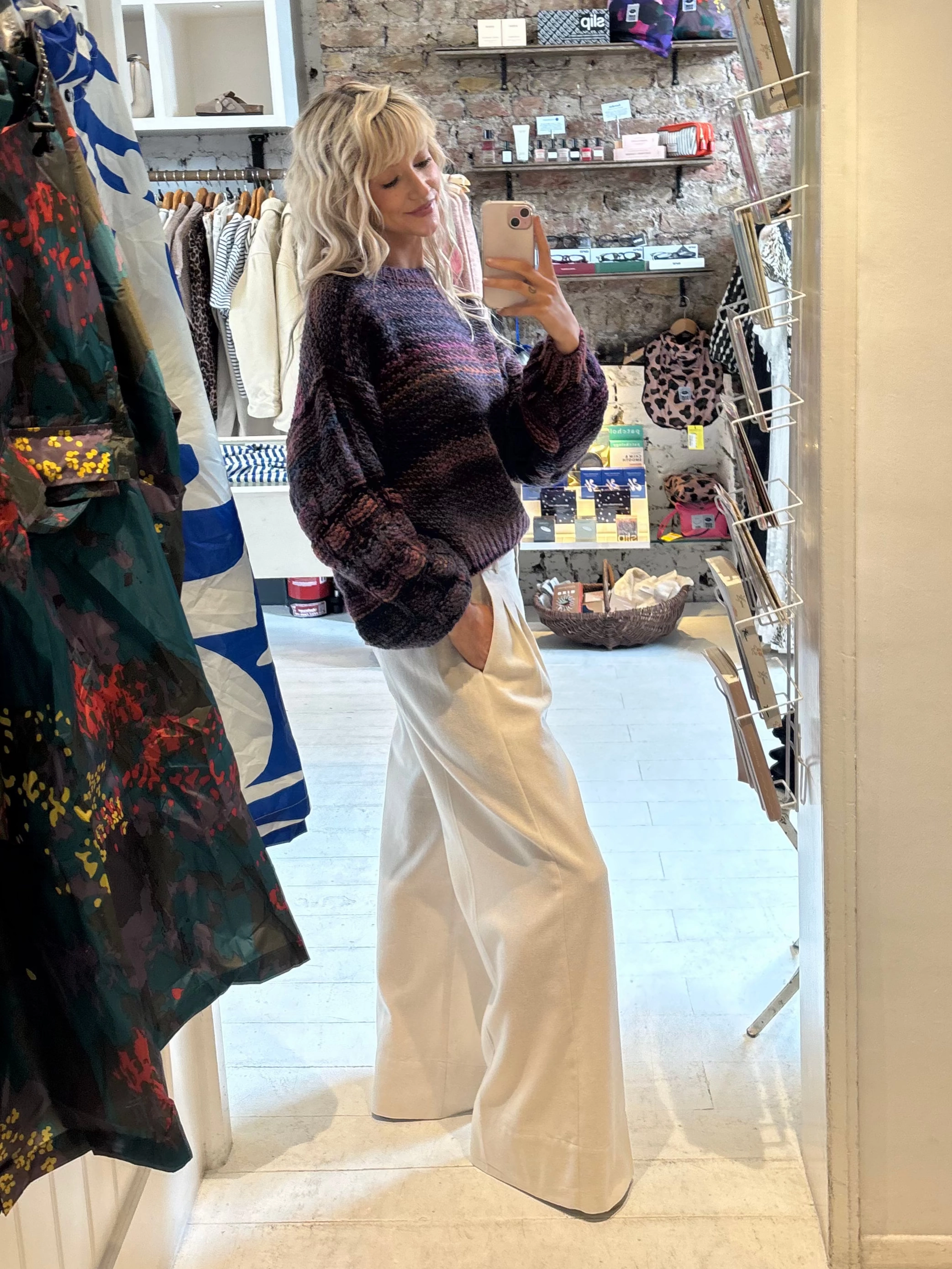 Tinsels Uptown Django Trousers in Ecru Smart Stretch