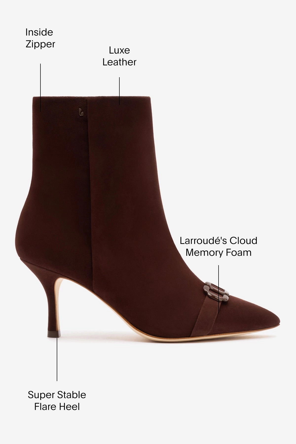 Mini Kate Boot In Brown Suede and Daisy Accent Comfort Toe Box Textured Grip Pattern