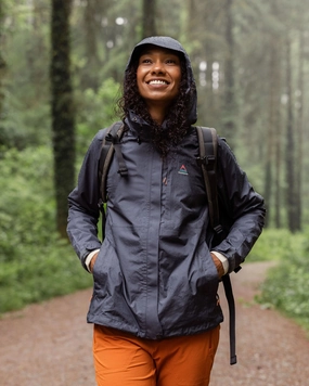 Trailscape Women's Recycled Waterproof Jacket - Charcoal Knee Length