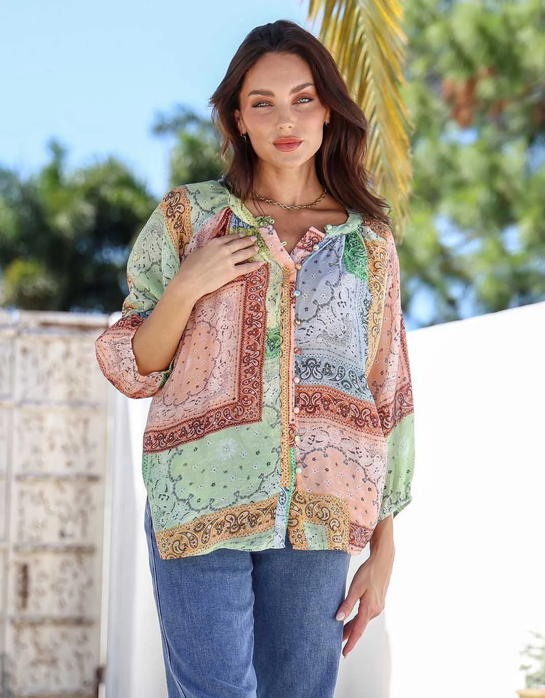 Malta Blouse - Multi Paisley Lounge Wear Personalized Touch
