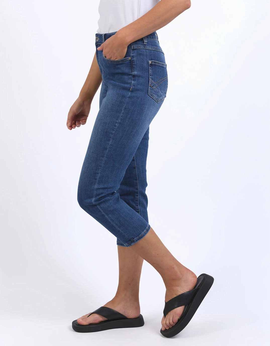 Mollie Capri Jean - Blue Textured Vibrant Timeless Match
