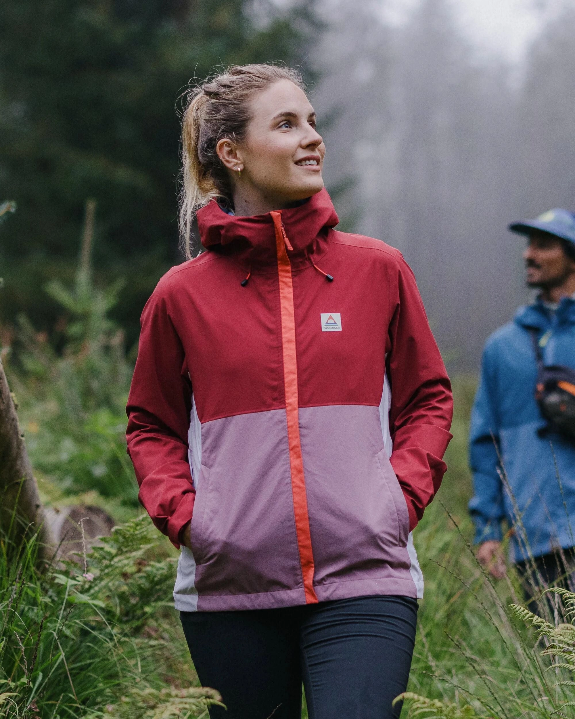 Odor Resistant Coating Rainstorm Recycled Waterproof Jacket - Forest Berry/Berry