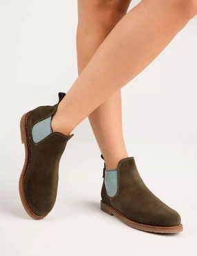 All Fit Breathable Nature Lover Penelope Chilvers Safari Suede Boot in Khaki, Turquoise