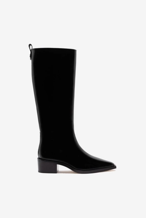 Florencia Boot In Black Box Leather Mud Resistant Hiking Trails MachineWashable