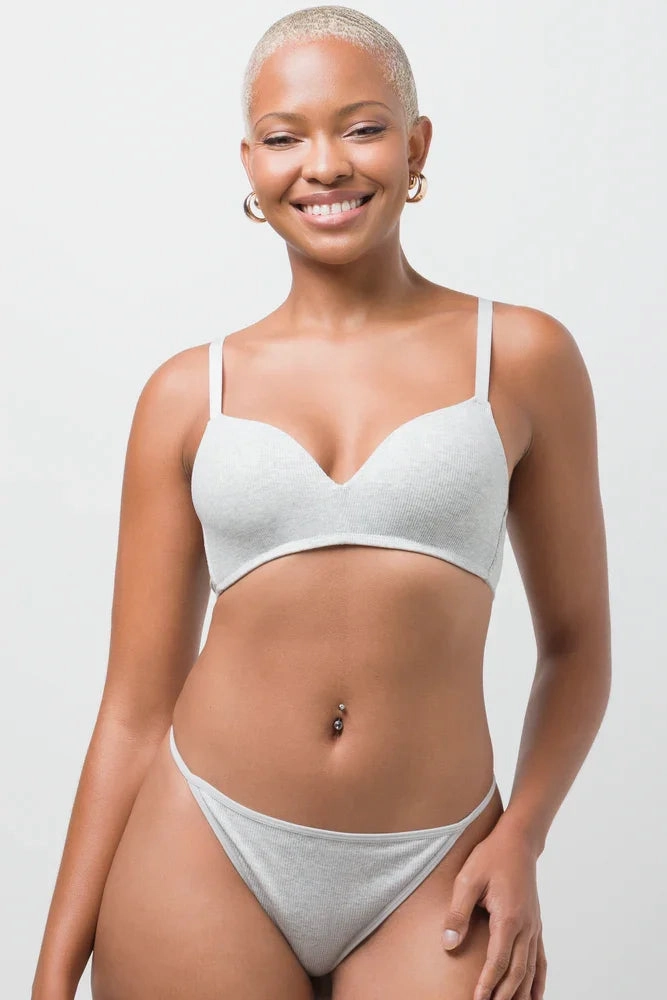 2 Pack Padded Wire Free Bras Grey And Black Back support budget-friendly