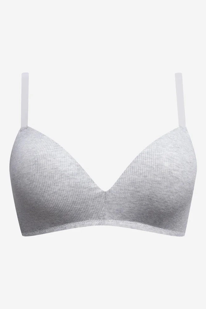 Flexible frame Different sizes seams 2 Pack Padded Wire Free Bras Grey And Black