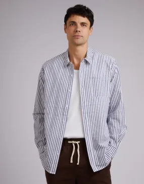 Anti Static Finish Stripe Long Sleeve Shirt White