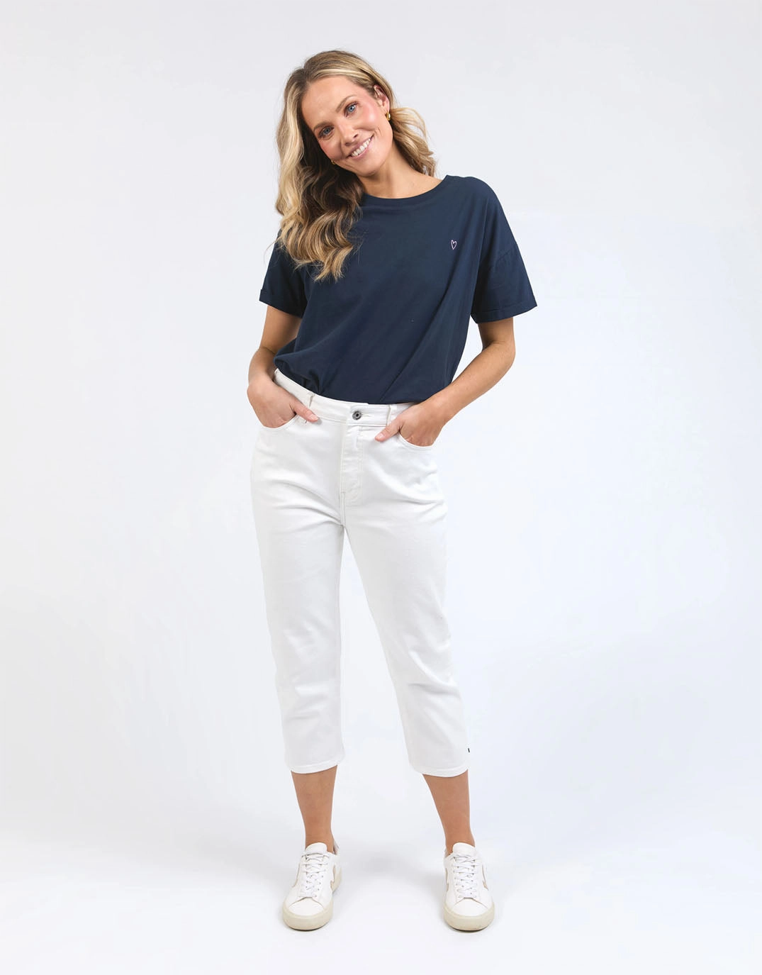 Non Fading Technology Style Simplicity Mollie Capri Jean - White